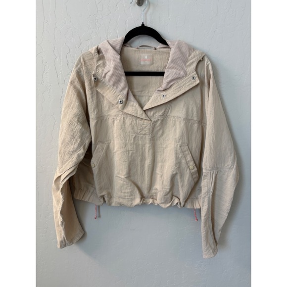 FP Movement‎ Ride the Wave Pullover Anorak Jacket Cropped Pink Sand Beige Size M - Picture 1 of 7